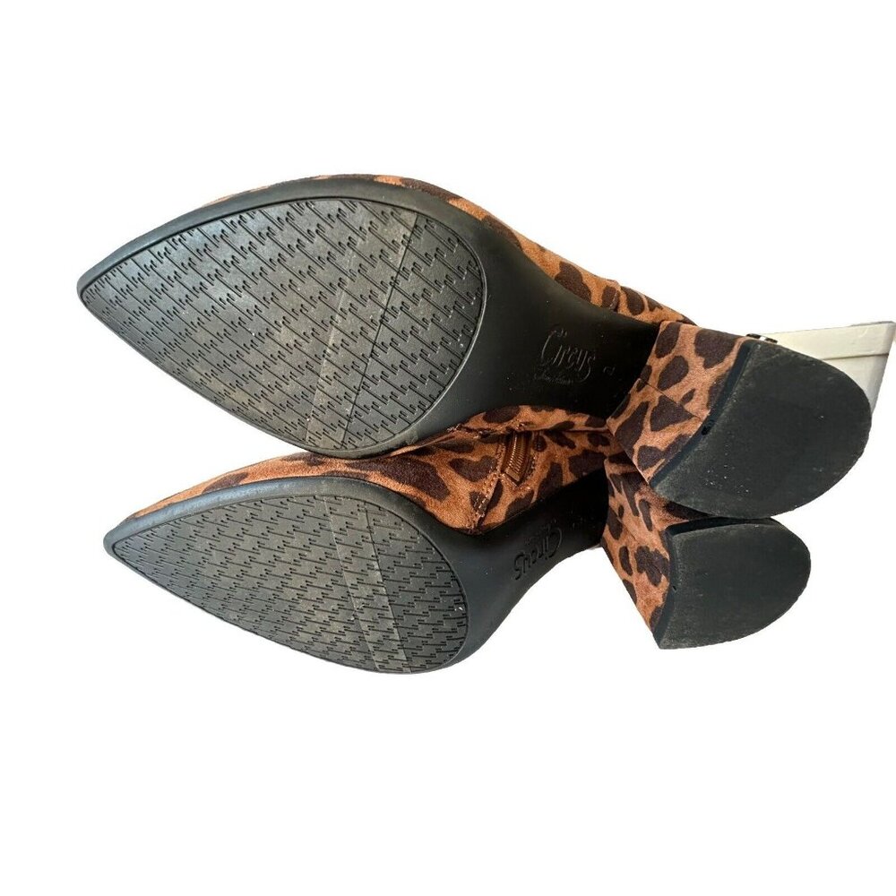 Sam Edelman Circus Tan Leopard Print Pointed Toe Block heel Boots Women's Size 7 - Picture 9 of 13